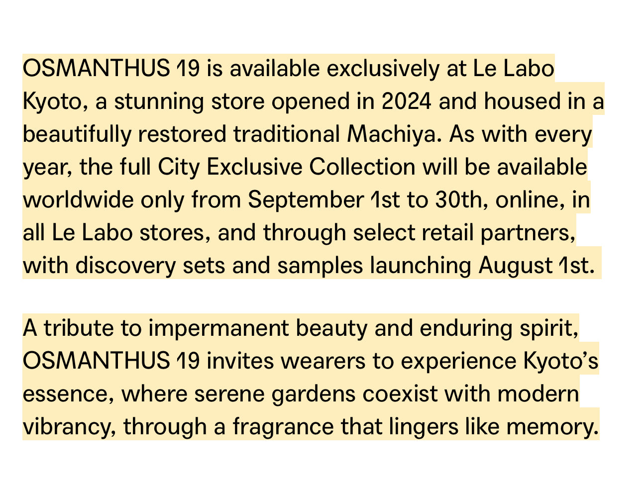 Le Labo - Osmanthus 19 Description