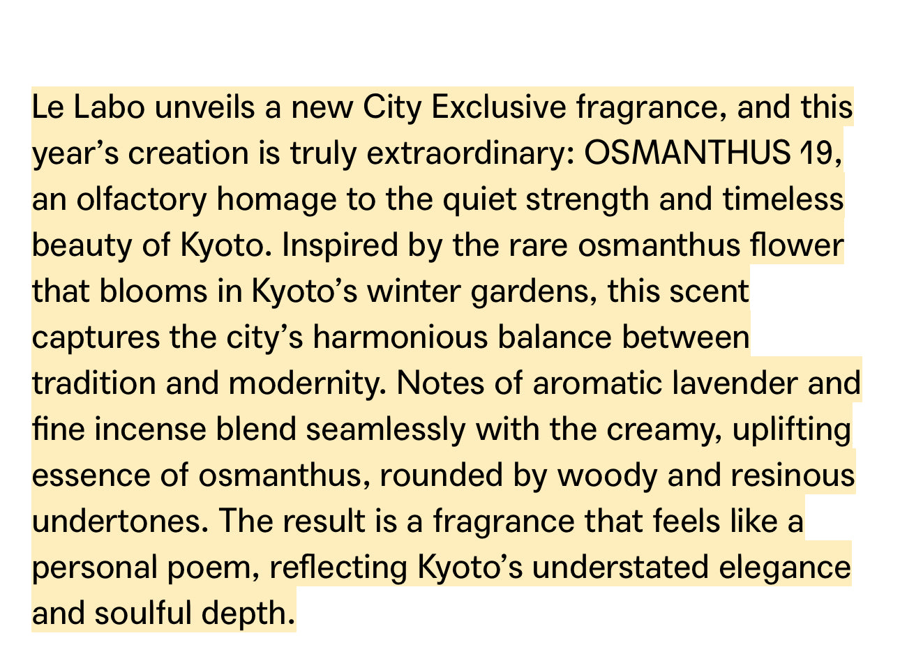 Le Labo - Osmanthus 19 Description