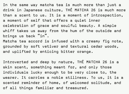 Le Labo’s The Matcha 26 Description