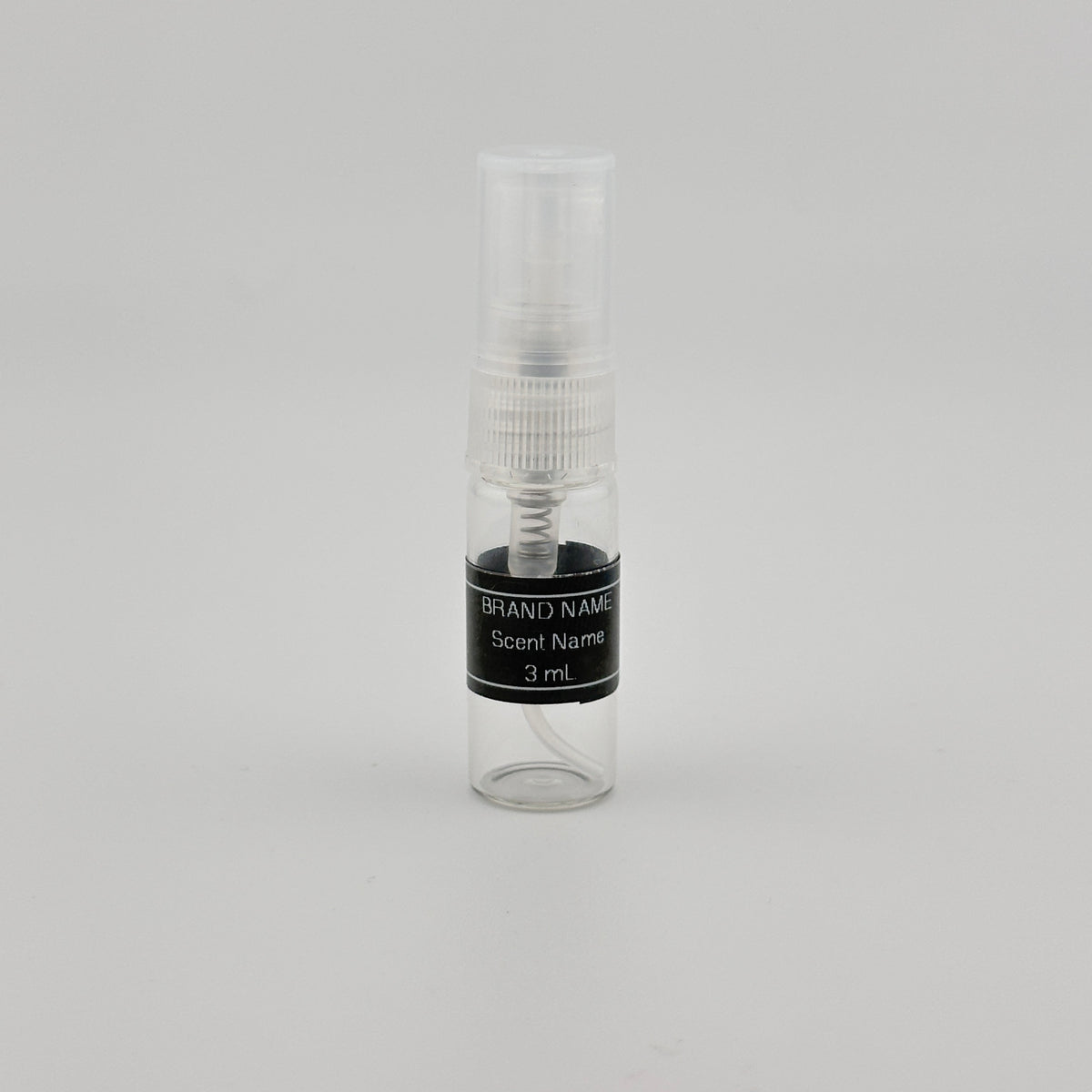 3 mL perfume sample spray atomizer with label