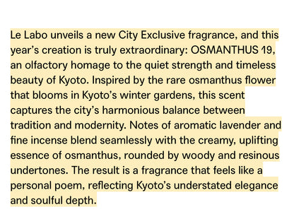 Le Labo - Osmanthus 19 Description 