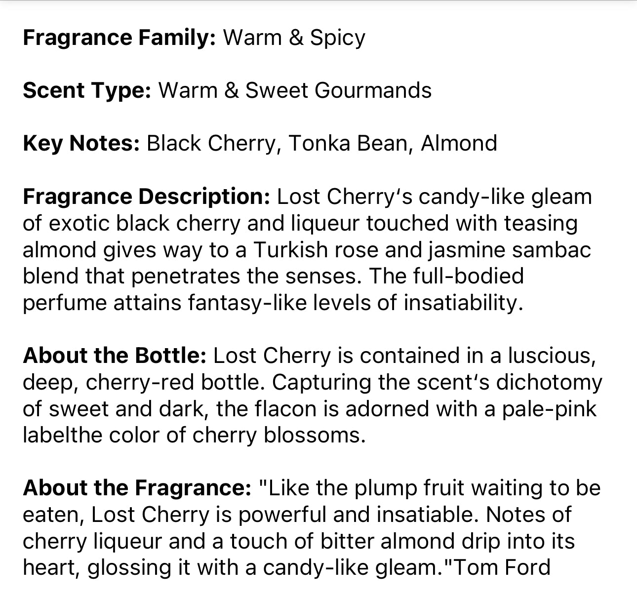 TOM FORD Lost Cherry Perfume Sample – Your Choice of Size