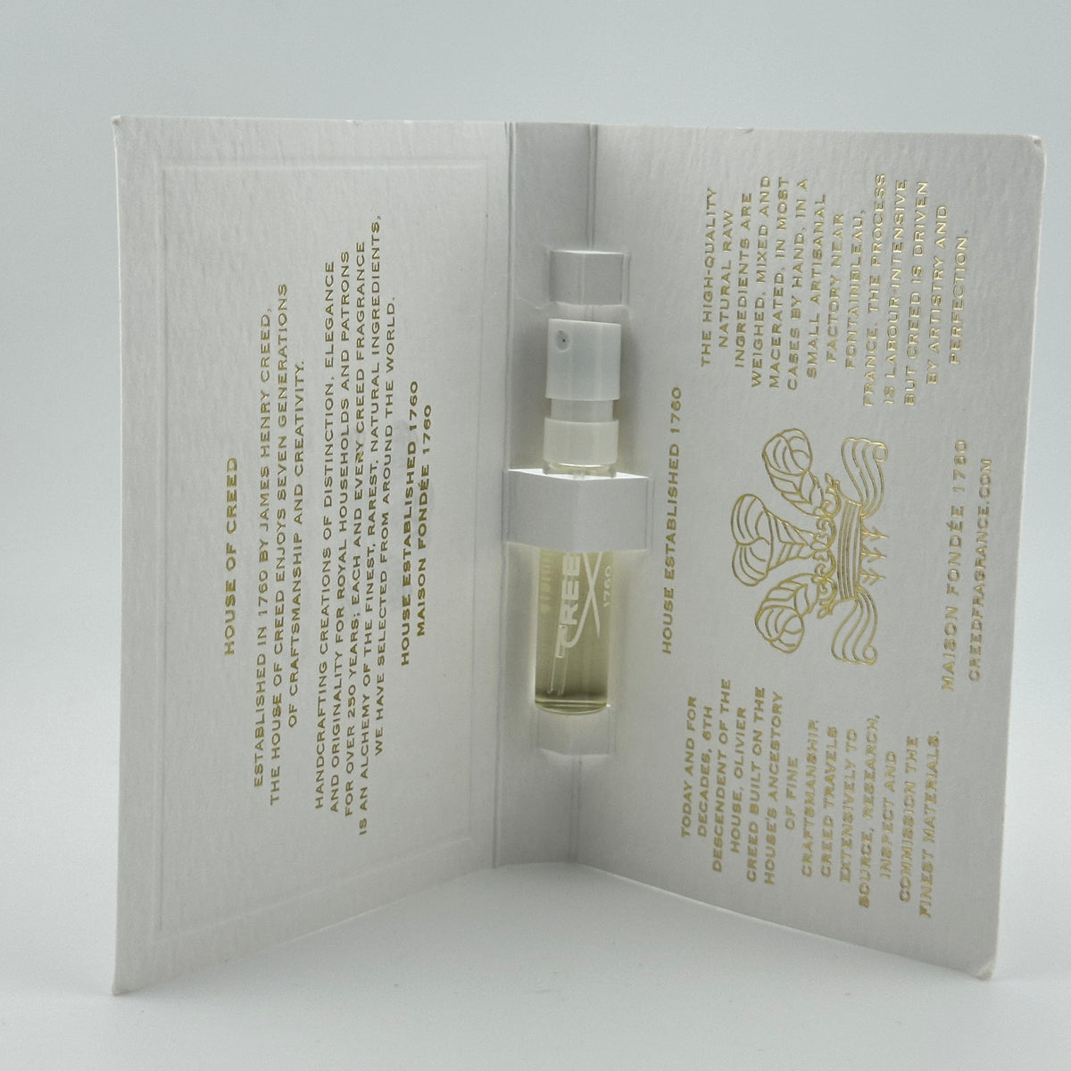 CREED Carmina Eau de Parfum 1.5 mL spray vial displayed with original manufacturer packaging.