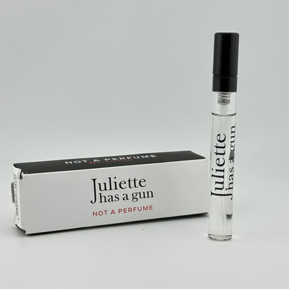 Juliette Has a Gun Not a Perfume EDP 5 mL sample bottle displayed with its original packaging.