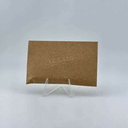 Back of LE LABO Santal 33 EDP 0.75 mL manufacturer sample packaging showing original product labeling.