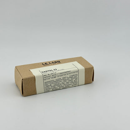 Back of LE LABO Santal 33 EDP 2 mL manufacturer sample showing original product labeling.