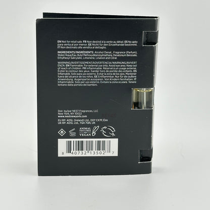 Back of NEST Crème de Clementine EDP 1.5 mL manufacturer sample showing product and packaging details.